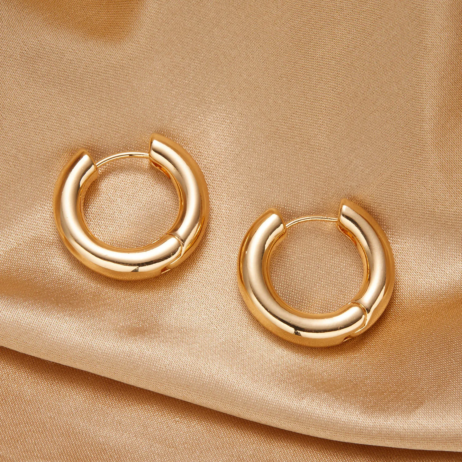 

Trendy Simple Gold Color Geometric Metal Hoop Earrings For Women Vintage Punk Round Circle Earrings Party Jewelry Gifts
