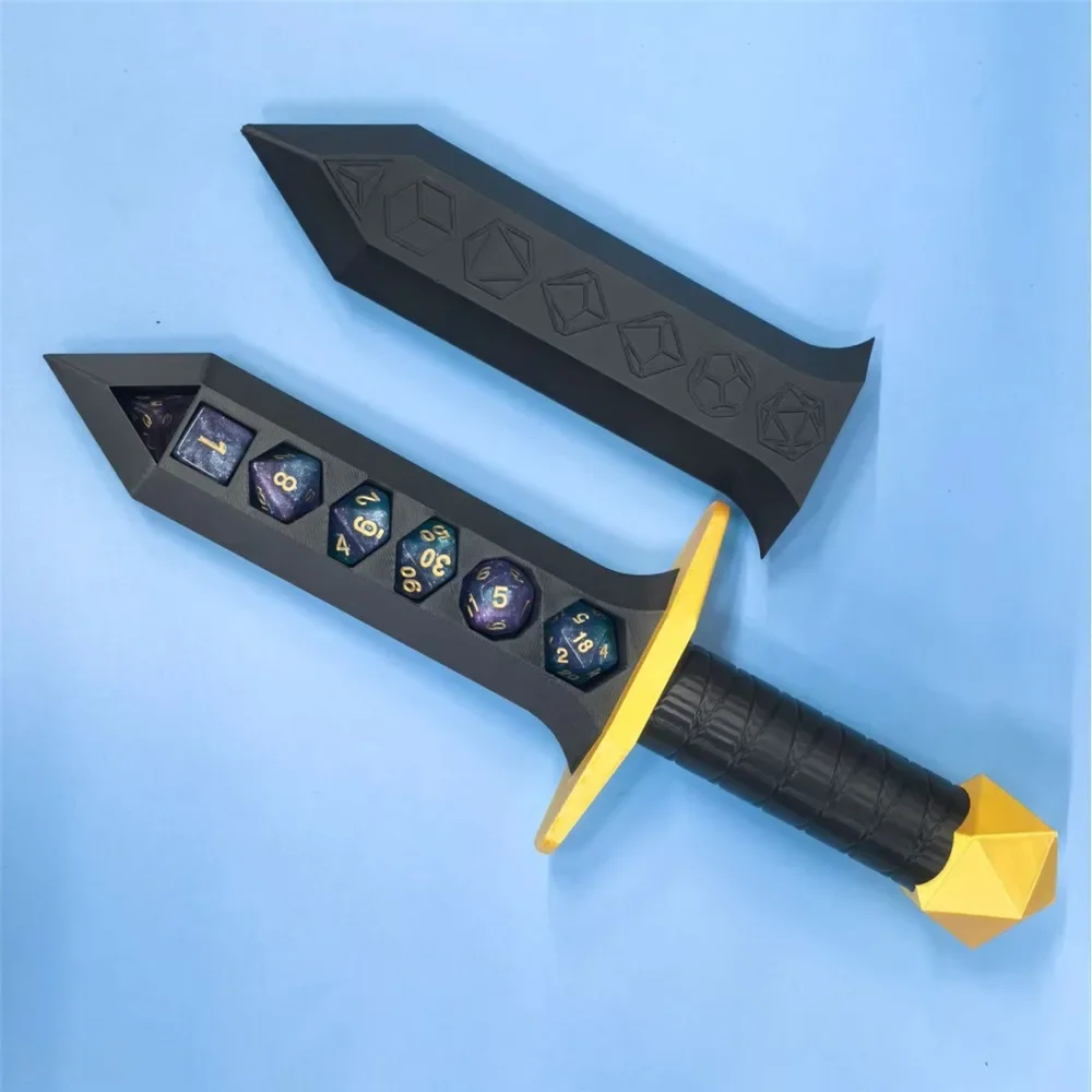 Креативная коробка для хранения в форме меча с 3D-печатью DND RPG TRPG Games Dice Game 22 мм Role