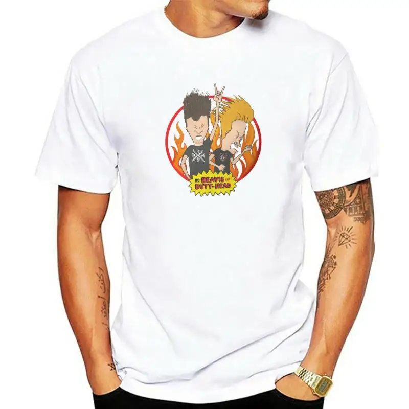 

Beavis And Butthead T-Shirts Men Fire MTV Cartoon Funny 100% Cotton Tees Crewneck Short Sleeve T Shirt Gift Idea Clothing