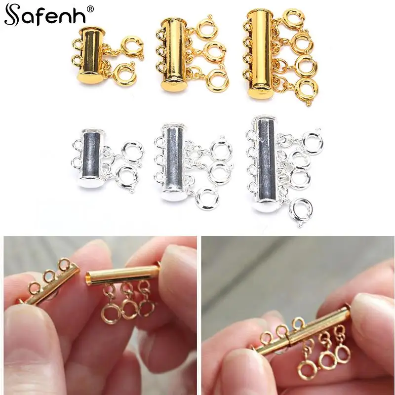 

1PCS Aluminum Alloy Multi Strand Clasps Lobster Clasp Necklace Magnetic Tube Lock Jewelry Connectors