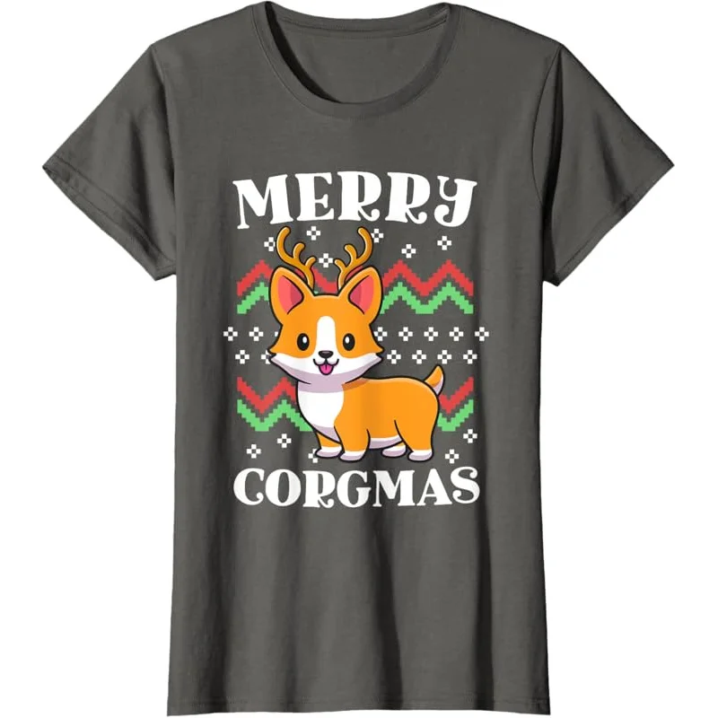 Футболка Merry Corgmas Kawaii Christmas Corgi Nerdy Ugly Xmas
