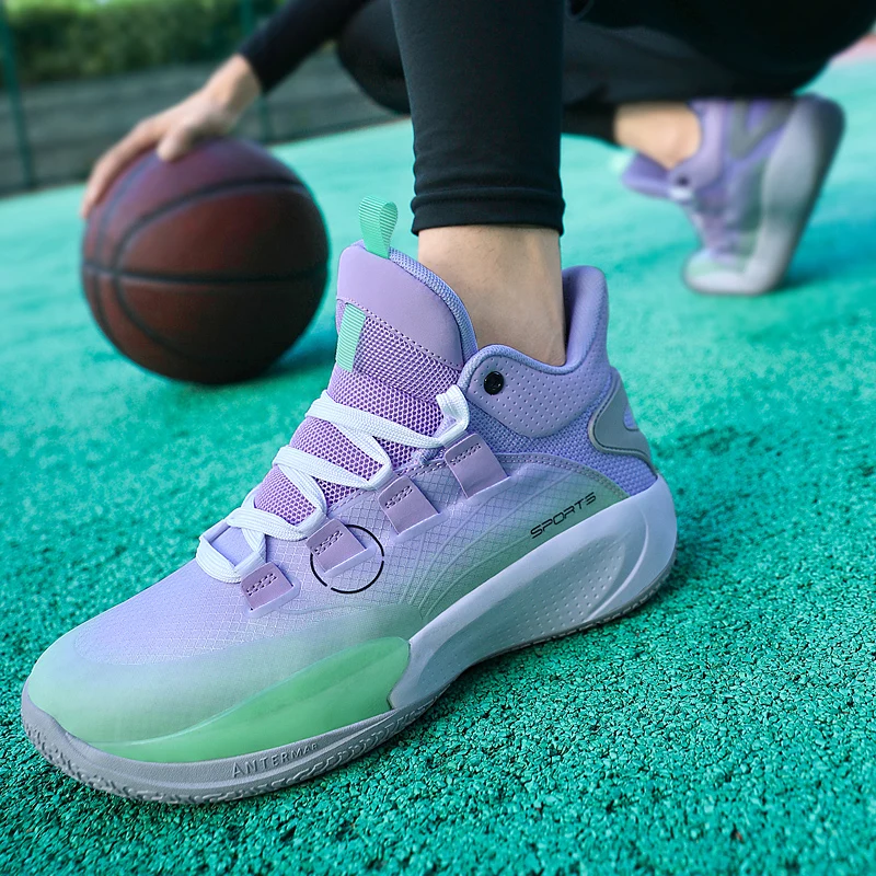 Original Men's Sneakers High Quality Purple Men Sport Basketball Shoes High Top Training Shoes Women Gym Sneakers tenis basquete
