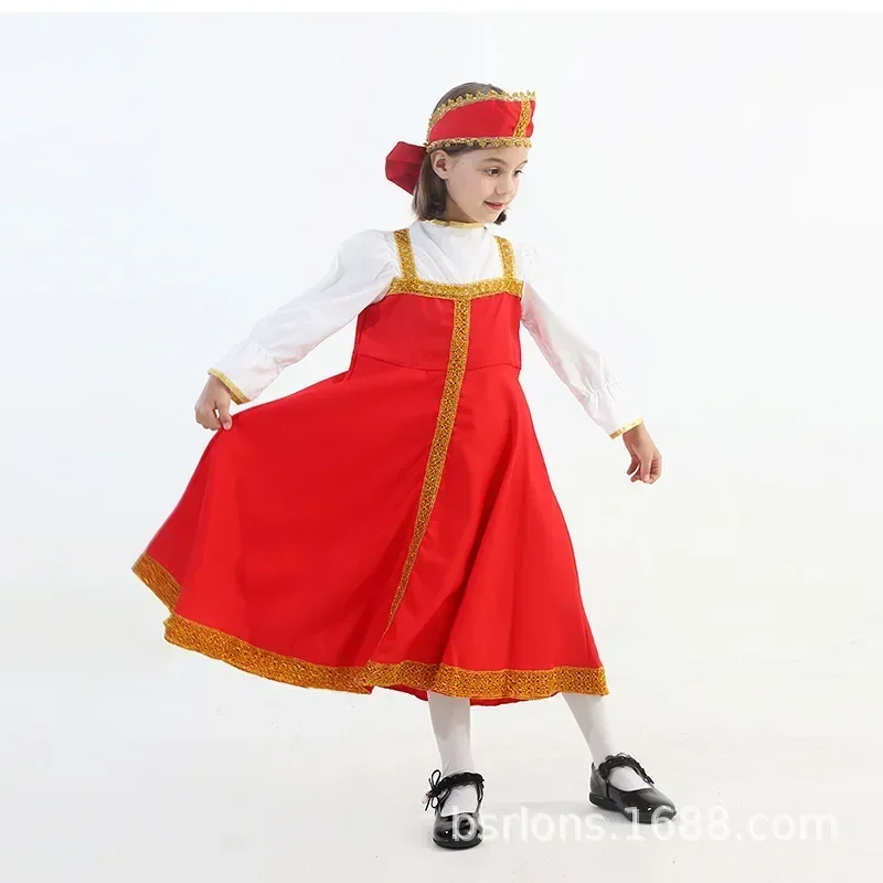 Детское платье для косплея в национальном стиле девочек с золотой границей