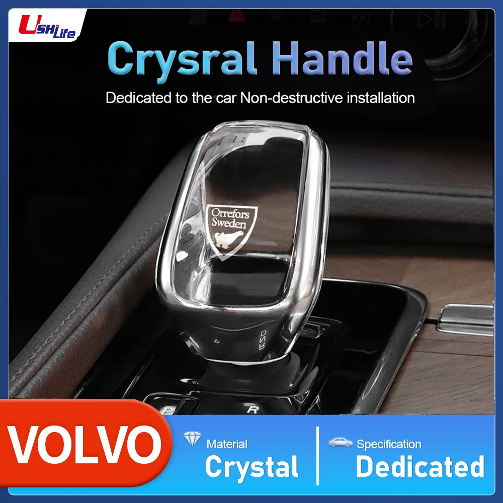 For Volvo XC60 S60 V60 XC90 S90 V90 Car Gear Lever Shift Knob Handle Luxury Real Crystal Gearbox Decor Cover Accessories