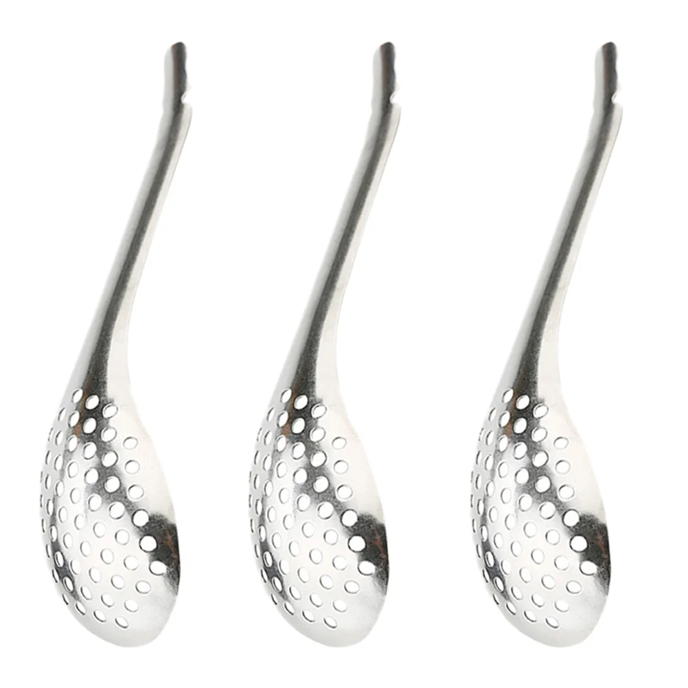 

1 Set 3 Pcs Stainless Steel Slotted Spoons Caviar Spoons Kitchen Tools (Silver)