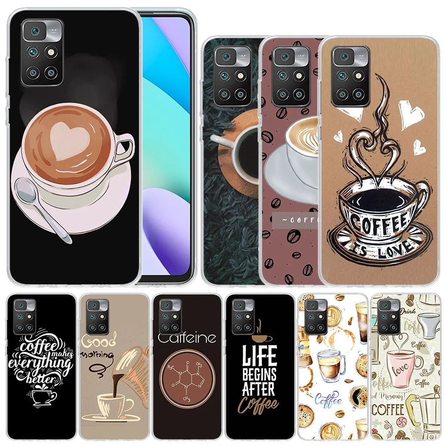 Coffee Wine Cup Soft Cover for Redmi 10 10A 10C 9 9A 9C 9T Print Phone Case 8 8A 7 7A K20 6 Pro 6A S2 K40 Pattern Coque