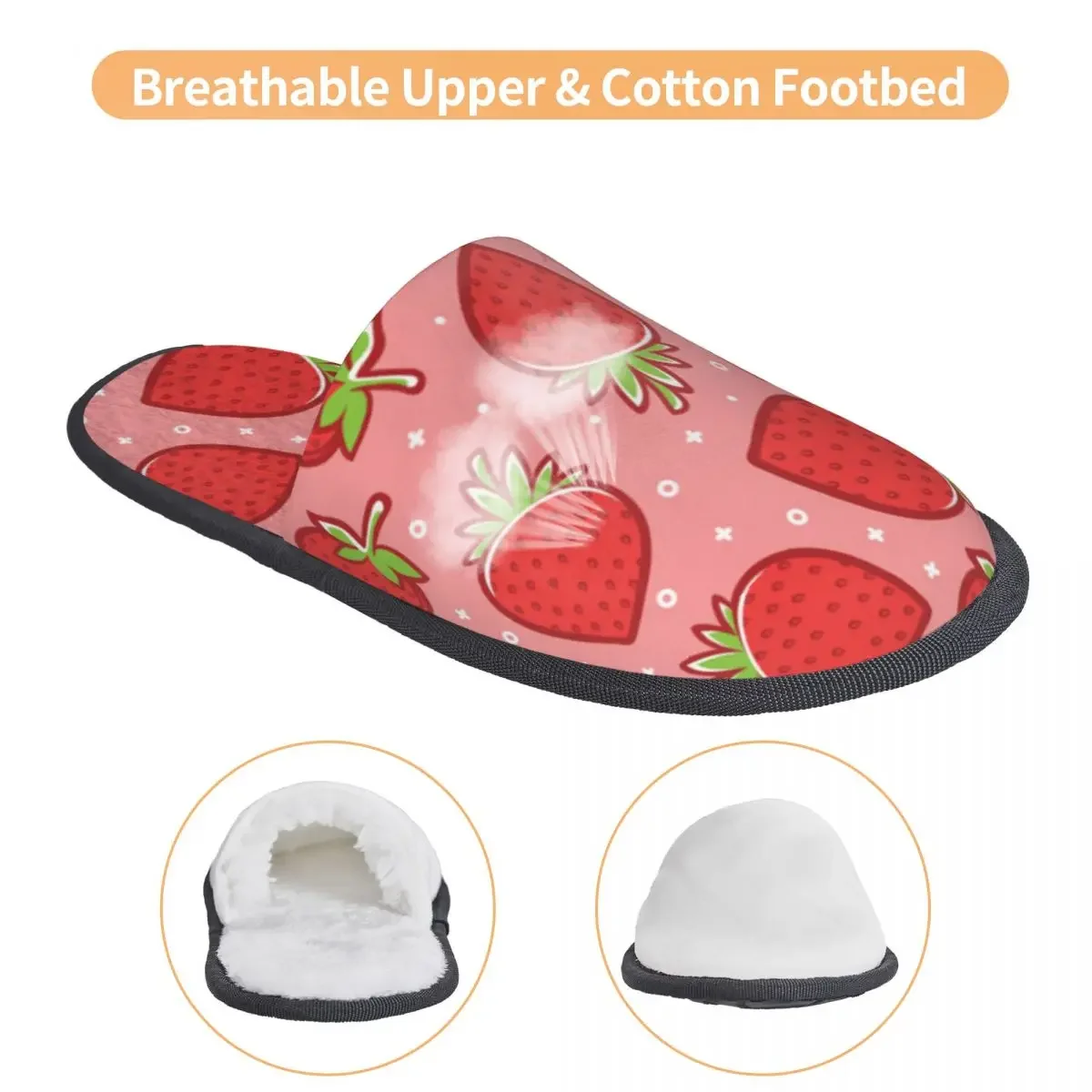 Домашние тапочки с клубничным фоном зимняя обувь для дома сланцы закрытым носком