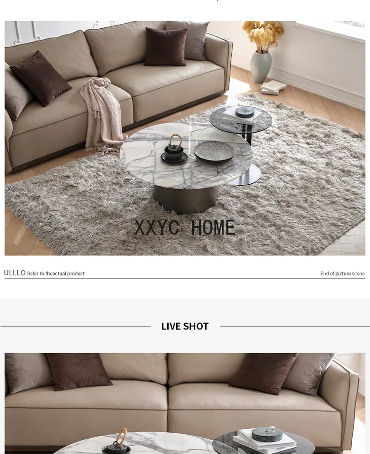 Итальянский простой мраморный журнальный столик круглый светильник роскошный