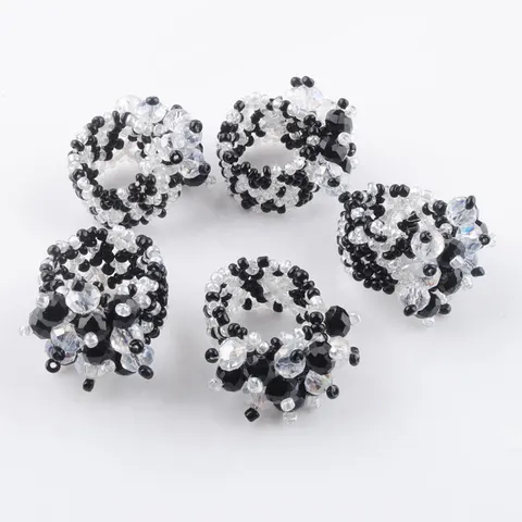 WOJIAER модное фиолетовое светлое кристаллическое граненое кольцо с бусинами и эластичным плетением на палец, США 6 ~ 10 BJ300