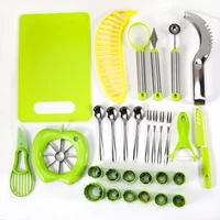 30pcs fruit tool set vegetable platter carving knives stainless steel watermelon slicer knife cutter kitchen accessories