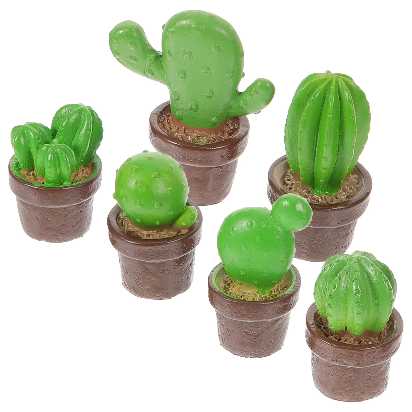 

6 Pcs Decor Party Decorations Lovely Cactus Statue Accessories Adorable Resin Figurine
