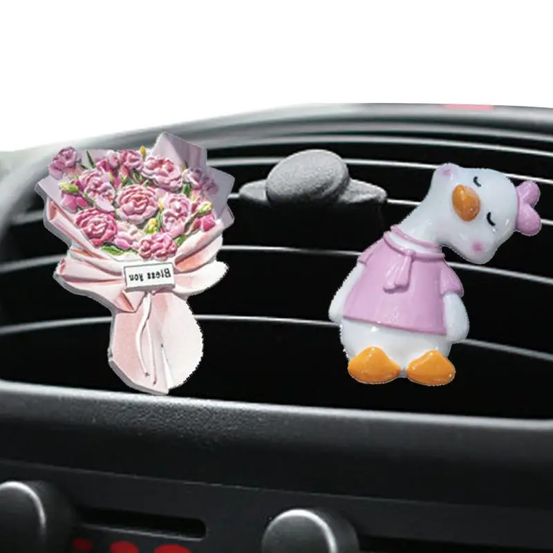 

Flower Air Freshener Car Clips Resin Duck Automotive Vent Aroma Clips Bouquet Vehicle Scent For Air Conditioner Ornament Air