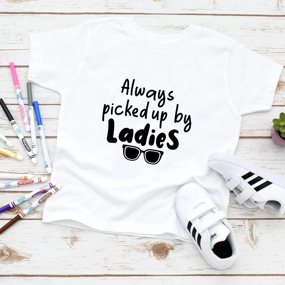 

Женская забавная футболка с надписью «Always Pick Up By Ladies», модная детская одежда в стиле Харадзюку, городская Повседневная Уличная одежда, футболка