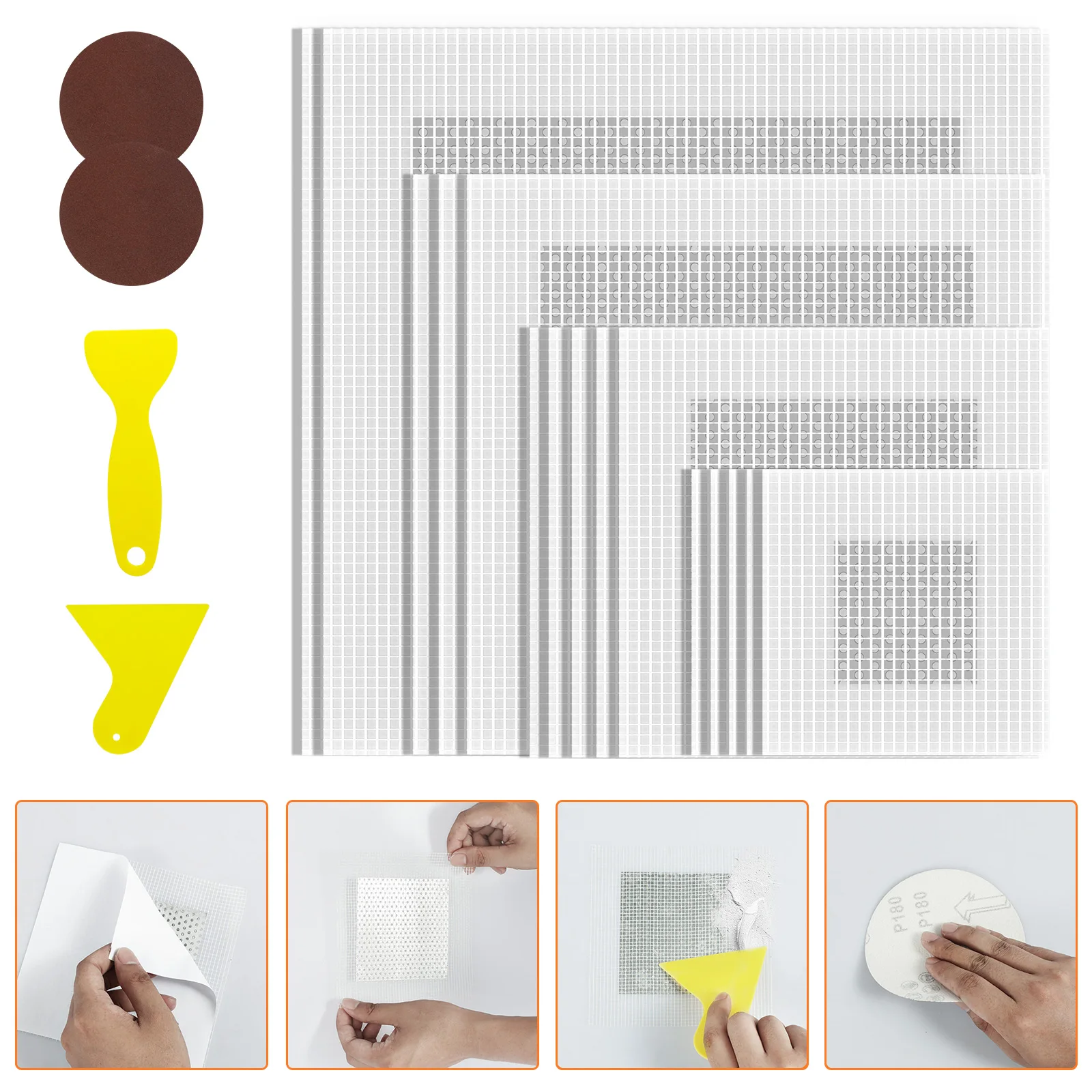 

19Pcs Drywall Repair Kit 2/4/6/8in Metal Wall Hole Repair Patch Kit with Scraper Sandpaper Damaged Wall Repair Set Repair Crack