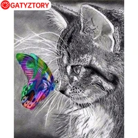gatyztory 60%c3%9775cm cat painting by numbers for adults crafts drawing by numbers handworks paint by numbers for home decor
