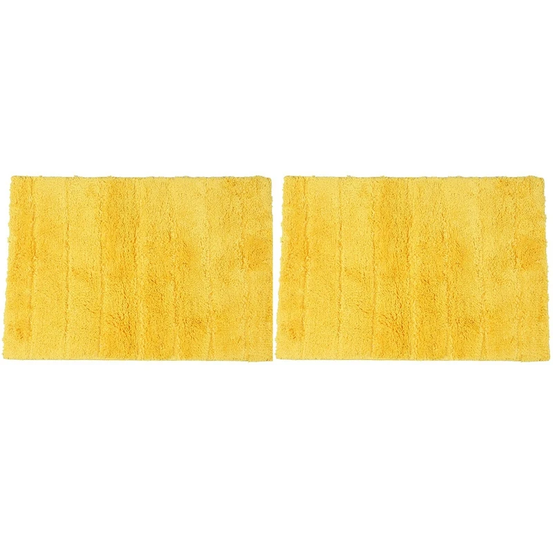 

2X Rug Absorbent Non-Slip Rug European T-Strip Bathroom Mat Carpet Home Door 45 X 65Cm Yellow