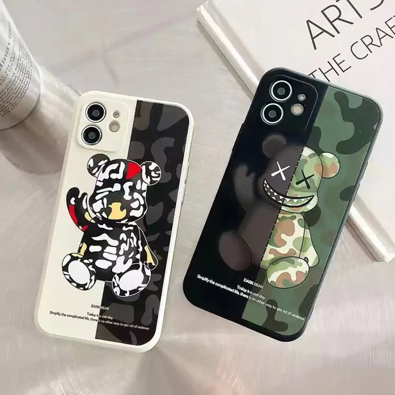 fashion side gloomy cool bear phone case for apple iphone 11 12 13 pro 12 13 mini x xr xs max 5 6 6s 7 8 plus luxury cover coque free global shipping
