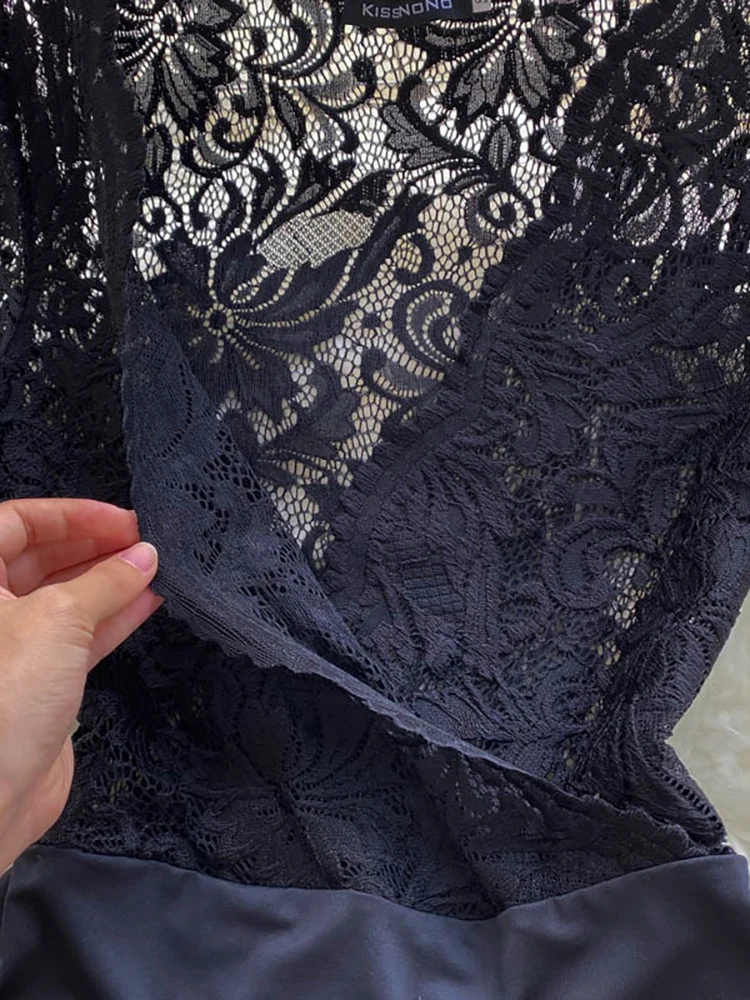 Женское кружевное боди с V-образным вырезом и коротким рукавом - купить по
