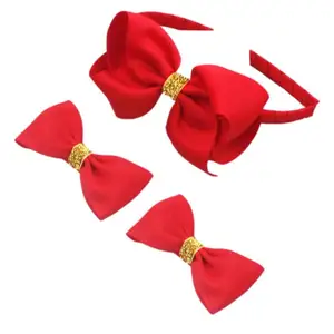 Bow Headband Girls Red Bowknot Head Band Hair Bows For Women Top Knot Headband Hair Clip Set Headwraps For Women Girls