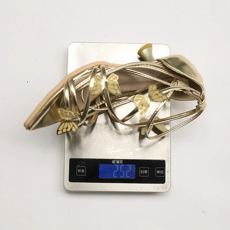 Фото Женские сандалии SIMLOVEYO Gentle Butterfly с перекрестными ремешками, открытым носком, низким каблуком 3,5 см, красные, зеленые, золотые, серебряные, большие размеры 44, 45, 46 №3