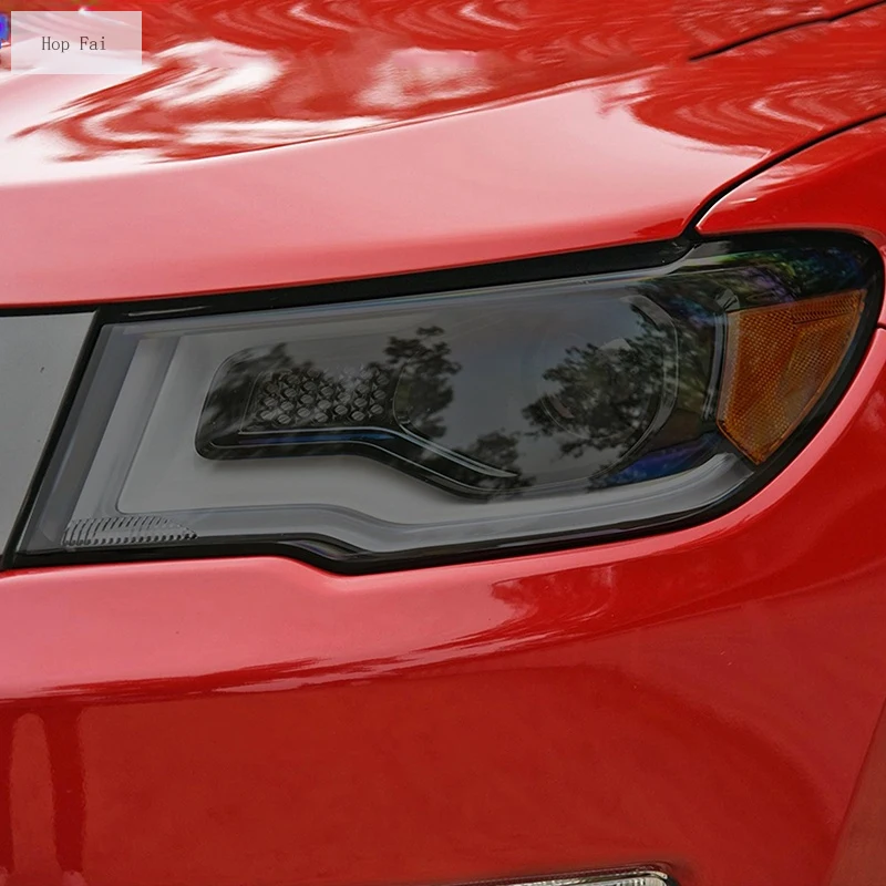 

2 Pcs Car Headlight Protective Film Headlamp Transparent Black TPU Sticker For Jeep Compass 2017 2018 2019 2020 Accessories