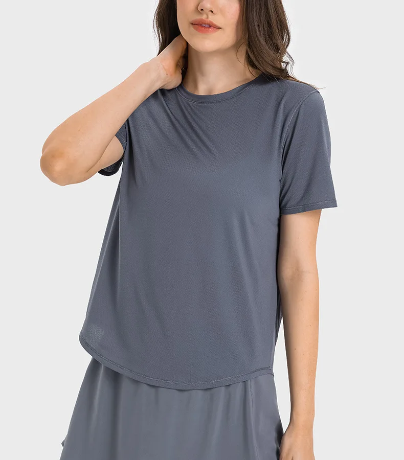 LuluTop Women Gym Shirts Yoga T-shirt Crop Top Fitness Sport Shirt Breathable Sportswear Elastic Women's Gym Clothes Blouse