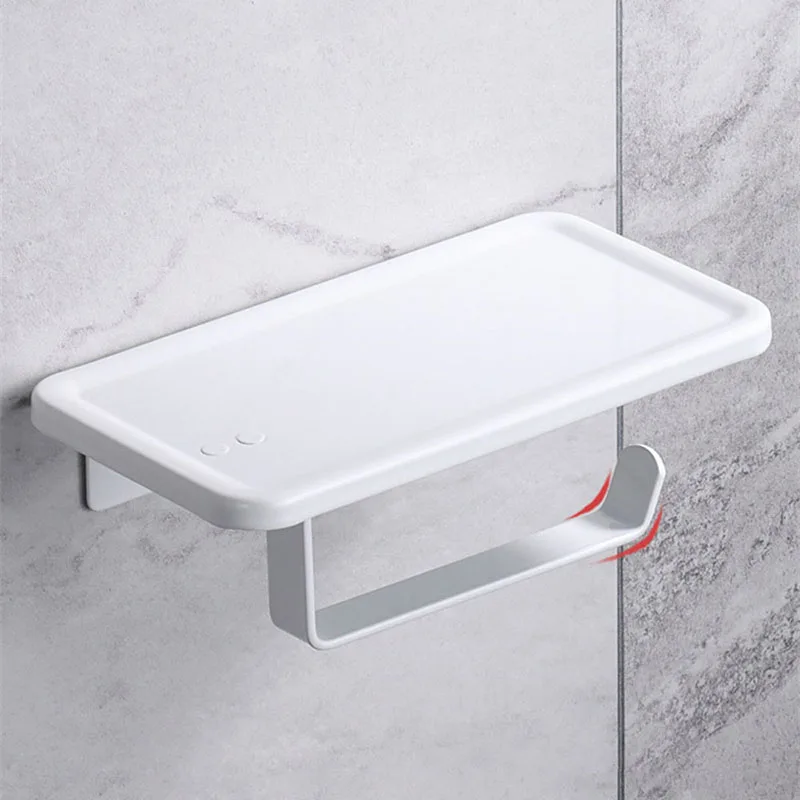 

Держатель для туалетной бумаги из алюминиевого сплава с подносом, аксессуары для ванной комнаты, кухонный настенный держатель для рулона туалетной бумаги