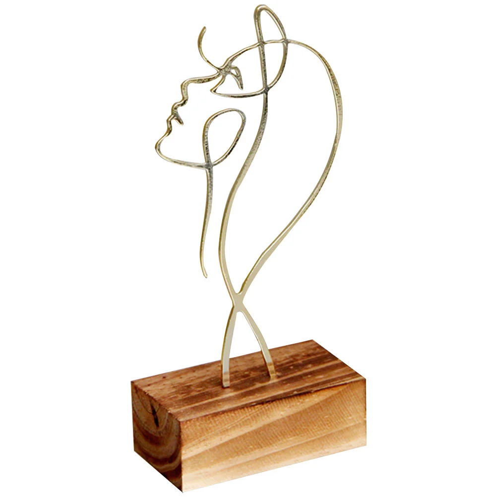 

Abstract Line Sculpture Iron Decor Ornament Desktop Metal Minimalist Figure Statue Tabletop Figurinetable Female Home Woman