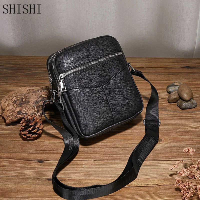 New Genuine Leather Men Shoulder Bag Business Crossbody Bag High Quality Male Handbag Large Capacity Messenger Bags