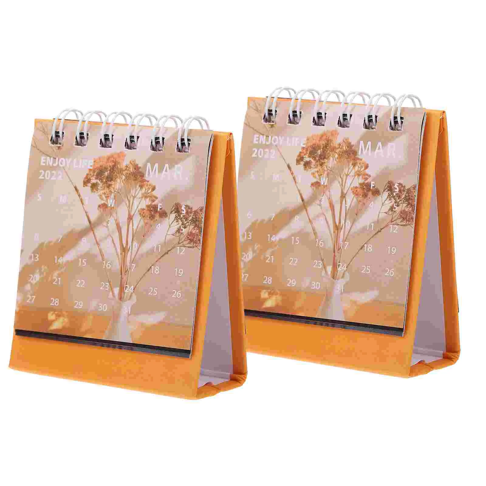 

2pcs Decorative Calendar Mini Desktop Calendar Note-coil Calendar Simple Desktop Notebook for Desktop