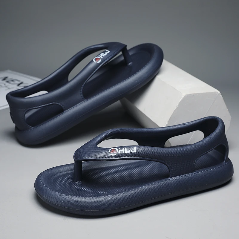 

Шлепанцы мужские мягкие на плоской подошве, пляжные сандалии-желе, роскошные шлепанцы для душа, удобная модная комнатная обувь для дома