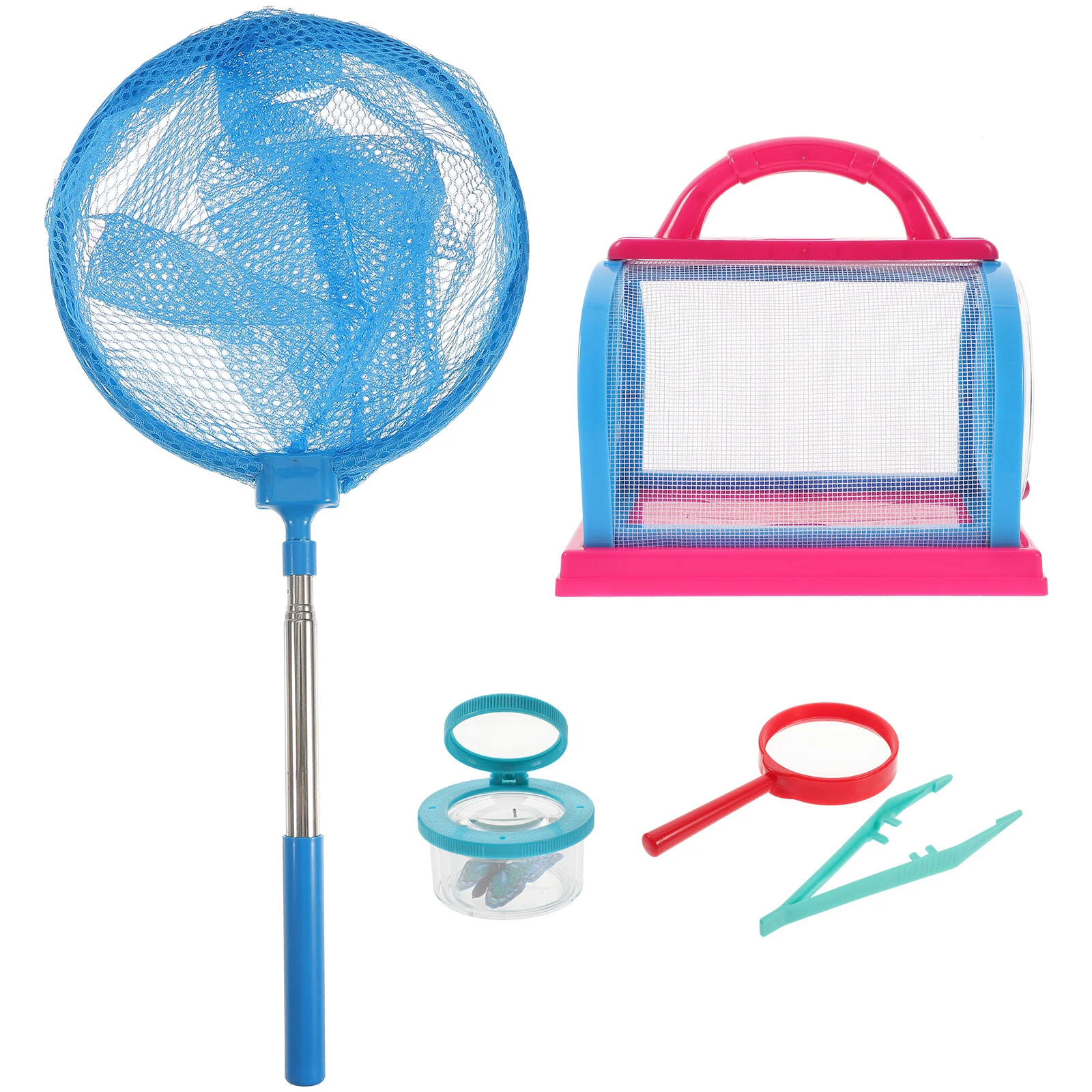 

Butterfly Net Bug Catcher Catching Kit Vessel Tools Collection Kids Toddler Magnifying Glass Cage 3-5 Outdoor