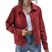 casual jacket coat women autumn winter single breasted long sleeve casual solid outwear coats female corduroy wine red coat