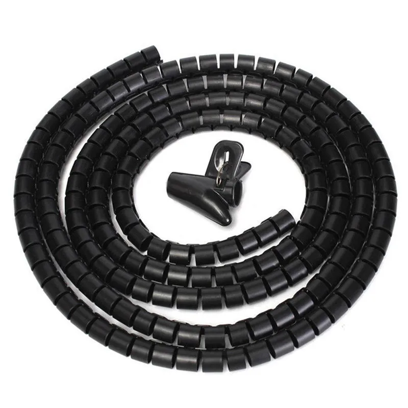 

1m 10mm Cable Spiral Wrap clip Tidy Cord Wire Banding Loom Storage Organizer PC TV Tool 1pc 3 Color