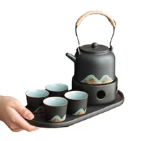 japanese style handle pot kung fu tea set hand painted ceramic teapot household gift box set cup tea brewing tea ceremony set