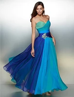 elegant ocean blue evening dresses 2022 sweetheart floor length chiffon beads ruched prom party gowns vestidos robe de soiree