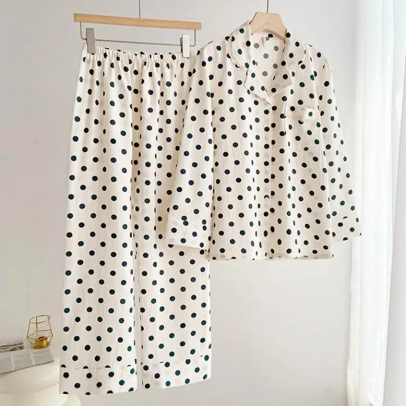 

Spring Female Pajamas Set Print Sleepwear Long Sleeve Trouser Pijamas Suit Casual Satin Nightsuits Lingerie Home Wear Clothing