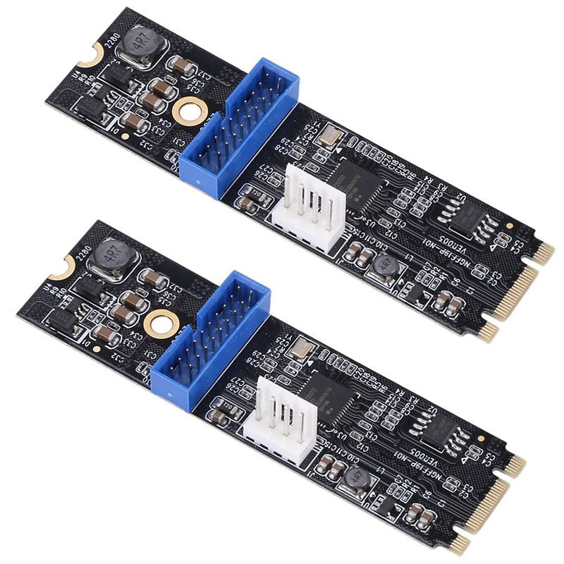 

2X M.2 NGFF NVME To USB 3.0 19Pin Header Convert Card NGFF To 2 Port USB3.0 Expansion Card Transfer Adapter IDE 4PIN