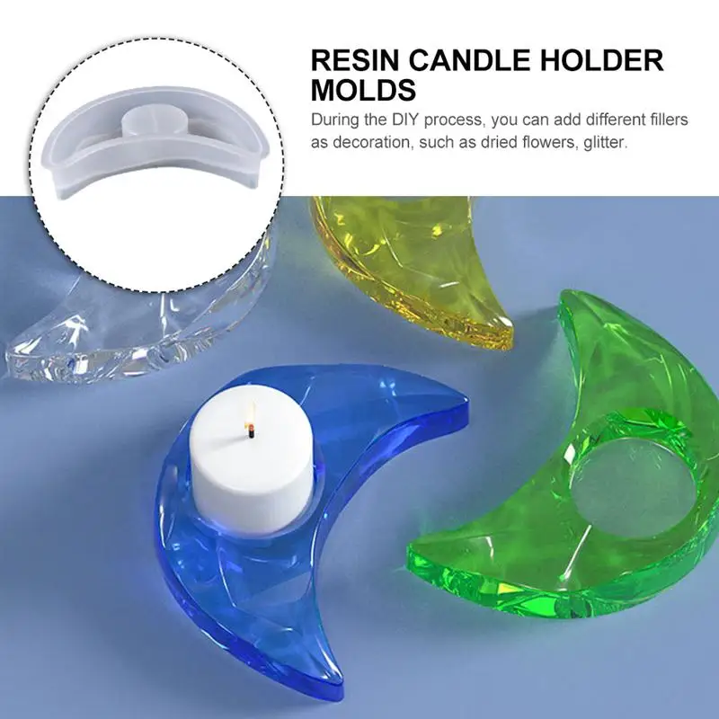 

Tealight Candle Holder Resin Molds Moon Modeling Silicone Mold for DIY Craft