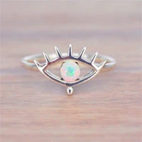 bohemian style inlaid opal evil eye ring glamour fashion ladies silver color metal rings engagement wedding gift jewelry for her