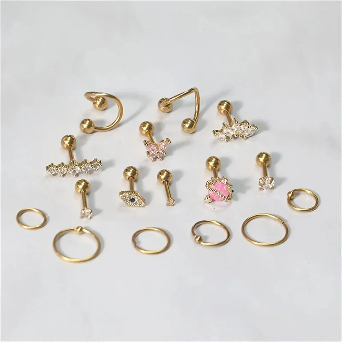 Серьги-гвоздики женские гипоаллергенные 2-16 шт. 16 г