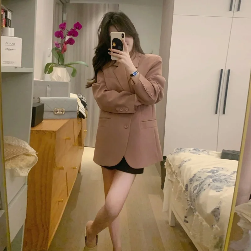 Высококачественная розовая маленькая женская одежда ранней весны и осени новый