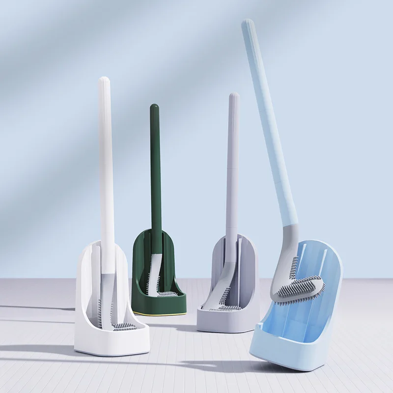 

Golf Silicone Bristles Toilet Brush and Holder for Bathroom Storage WC Accessories Wall Hang Cleaning Kit Supplies No Dead Ends