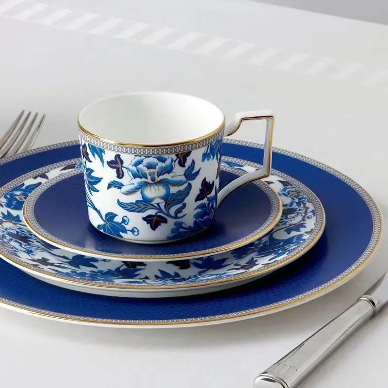 

High-End Affordable Luxury Ceramic Plates Bone China Four-Piece Set Coffee Set Mug Series Good-looking Ceramic Dish Dinner Set