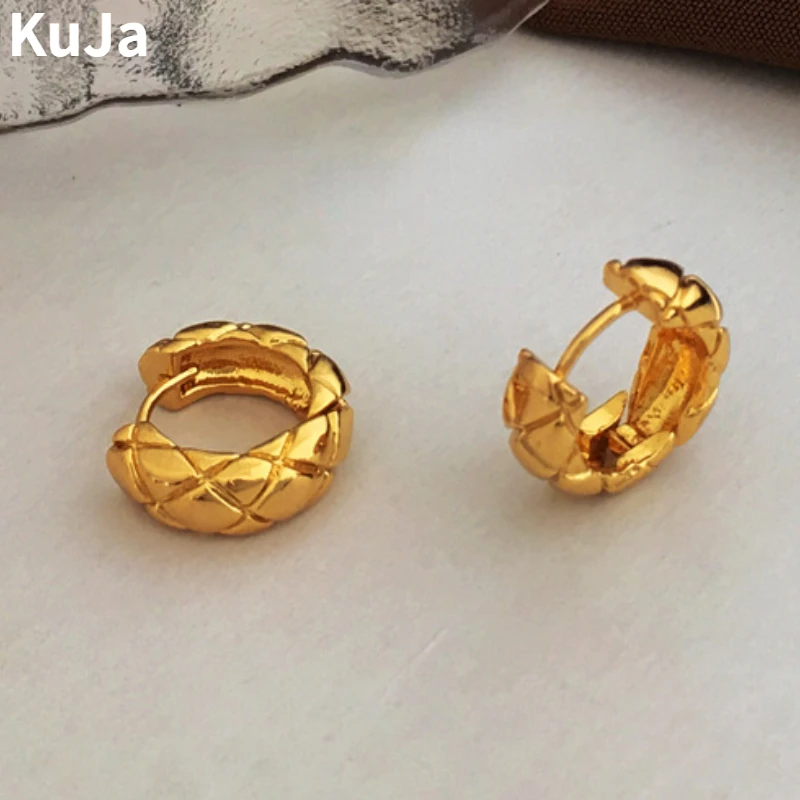 

Fashion Jewelry Geometric Metal Earrings Gold Color Lattice design For Women 2023 Trend New Popular Ear Accessories Party Gift