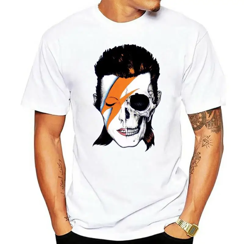 David Bowie-Skull #2 music band metal rock punk Indie drum bass white t-shirt Cool Casual pride t shirt uomo Unisex New Fashion