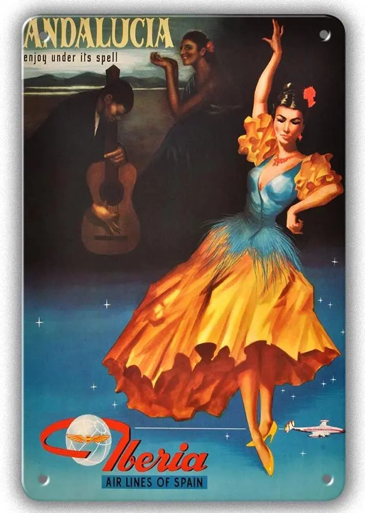 

Flamenco Dancer Vintage Metal Tin Sign Wall Plaque Poster for Cafe Bar Pub Beer Club Wall Home Decor 12"x8"