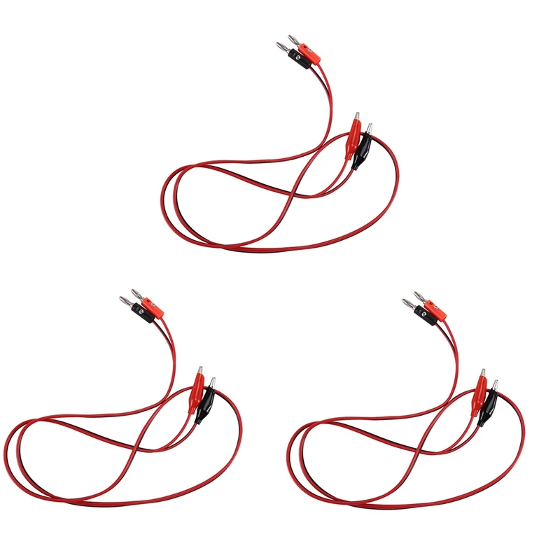 

6 Pcs Red Black Banana Plugs To Alligator Clips Probe Test Cable 1M