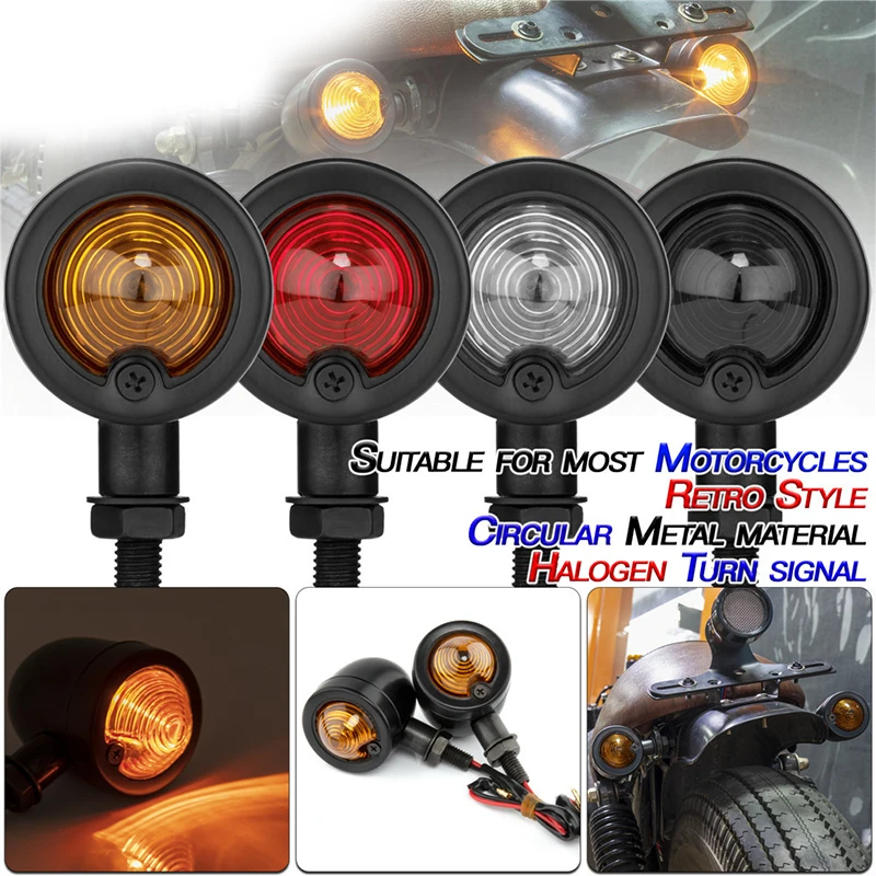 Сигнальный светильник для мотоцикла Bullet Motorcycle Turn Signal Light Indicator Amber Blinker Retro Lamp для Harley Davidson Honda Yamaha Cruiser Bobber Chopper.