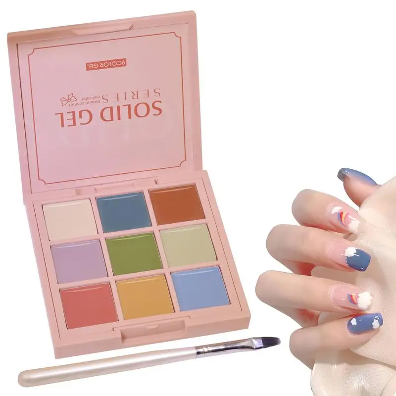 

9 Colors Gel Paint Canned Nail Kit With DIY Salon Manicure Semi Permanent Painting Drawing Nail Polish Palette